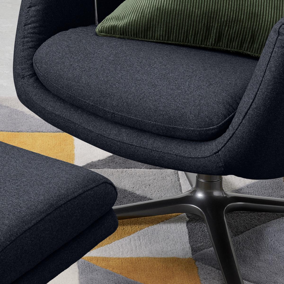 Paxton Reclining Accent Armchair and Footstool, Elite Navy – image 3