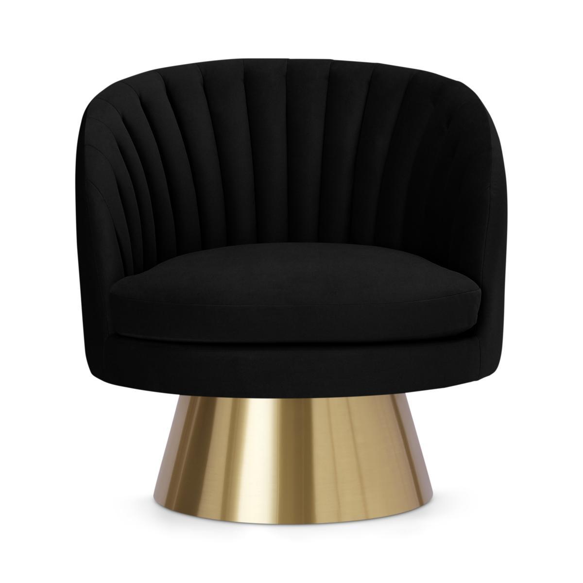 Sylvie Swivel Accent Armchair, Deep Black Velvet – image 2
