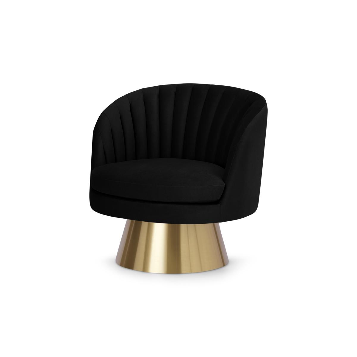 Sylvie Swivel Accent Armchair, Deep Black Velvet – image 3