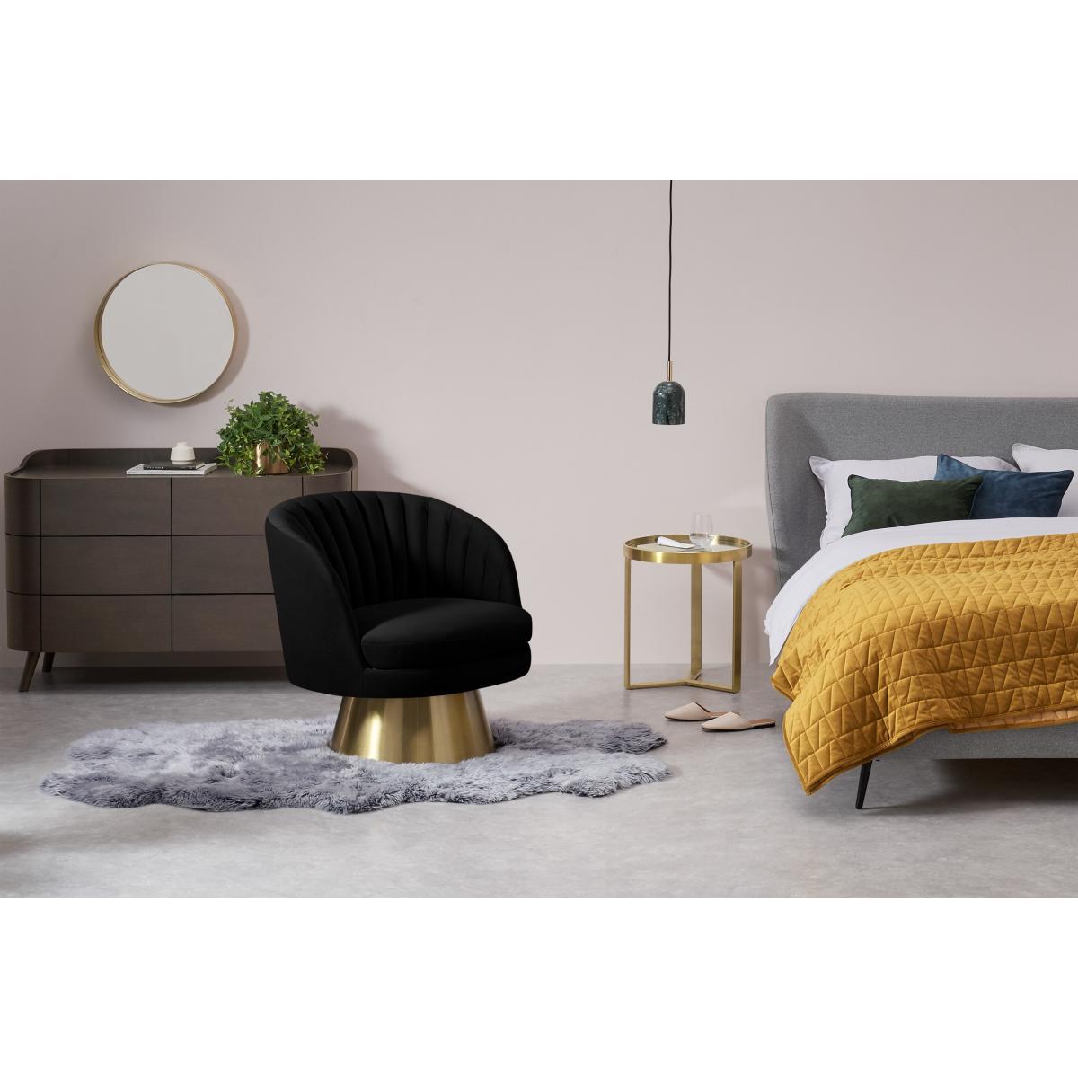 Sylvie Swivel Accent Armchair, Deep Black Velvet – image 4
