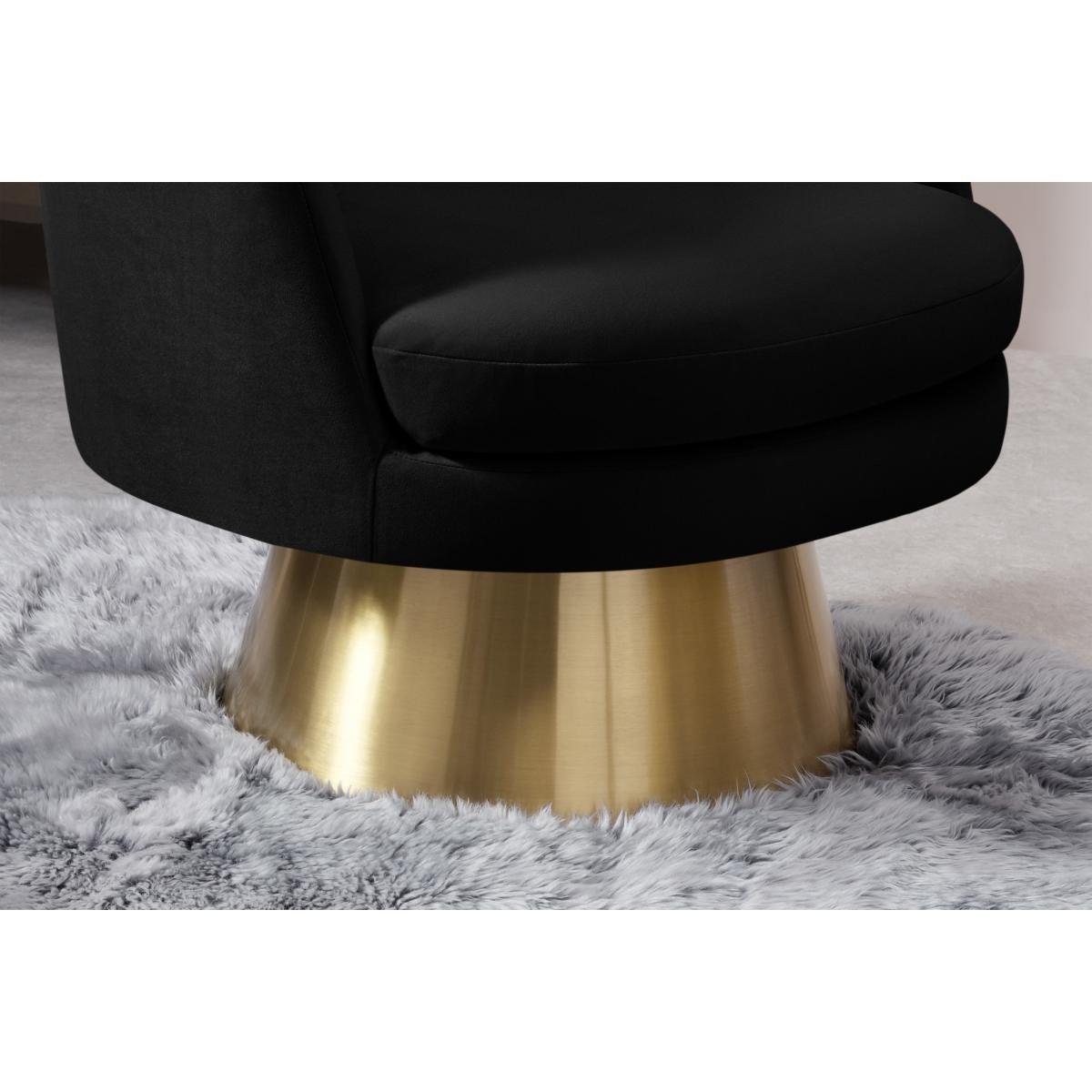 Sylvie Swivel Accent Armchair, Deep Black Velvet – image 5
