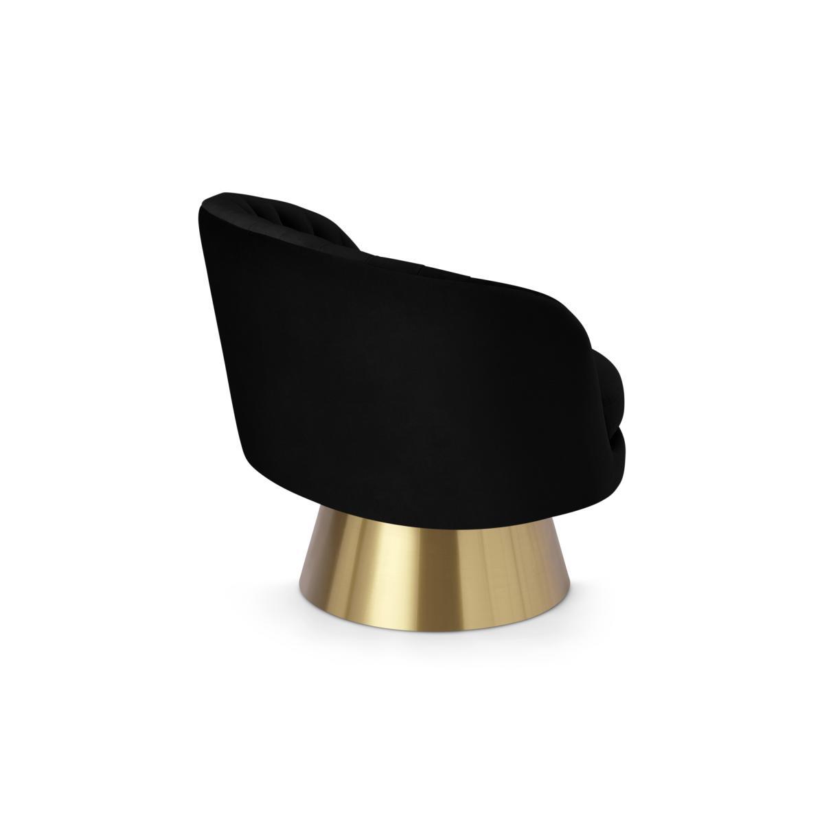 Sylvie Swivel Accent Armchair, Deep Black Velvet – image 6