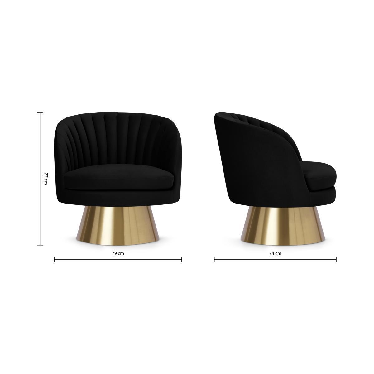 Sylvie Swivel Accent Armchair, Deep Black Velvet – image 9