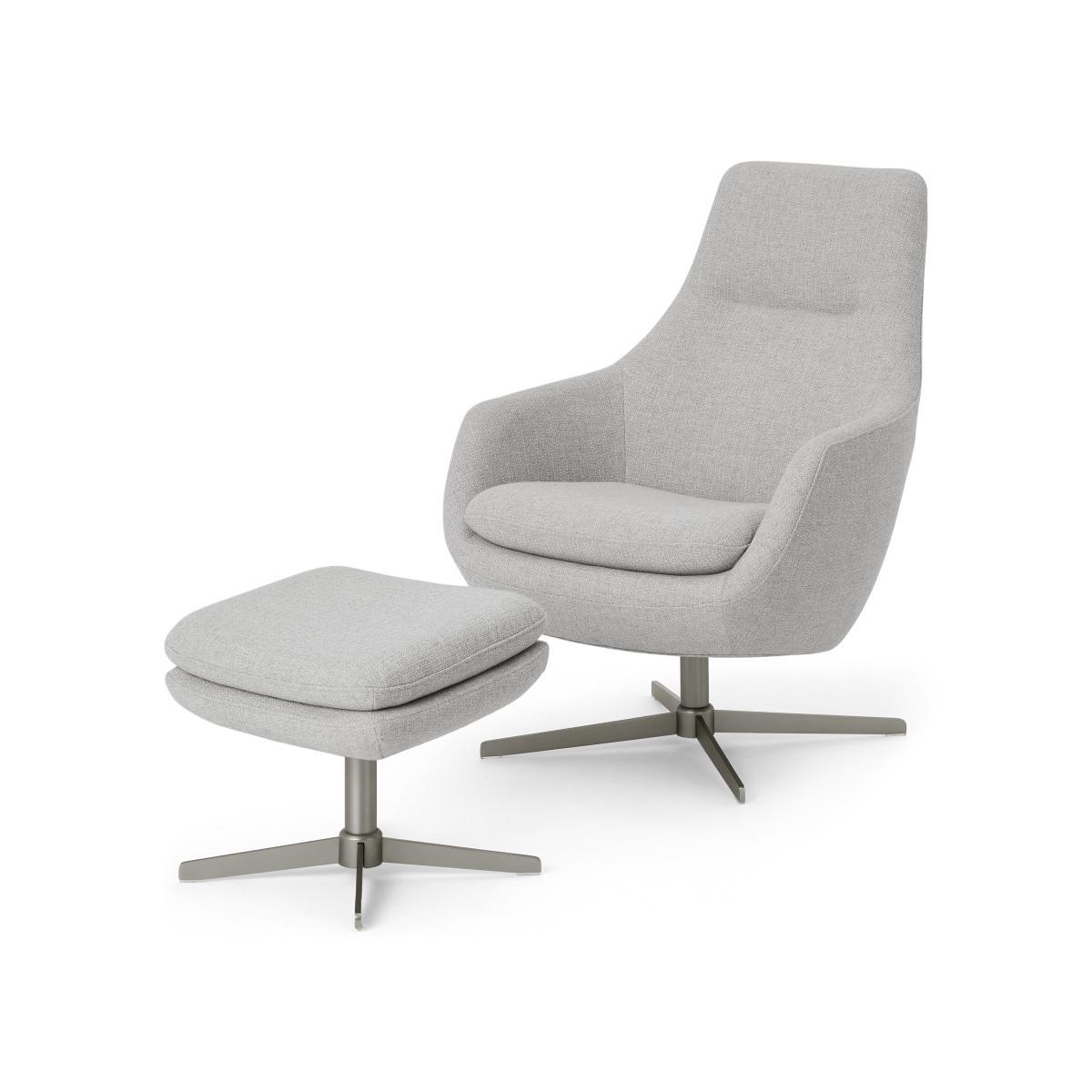 Modesto Accent Armchair & Footstool, Luna Grey Weave – image 2