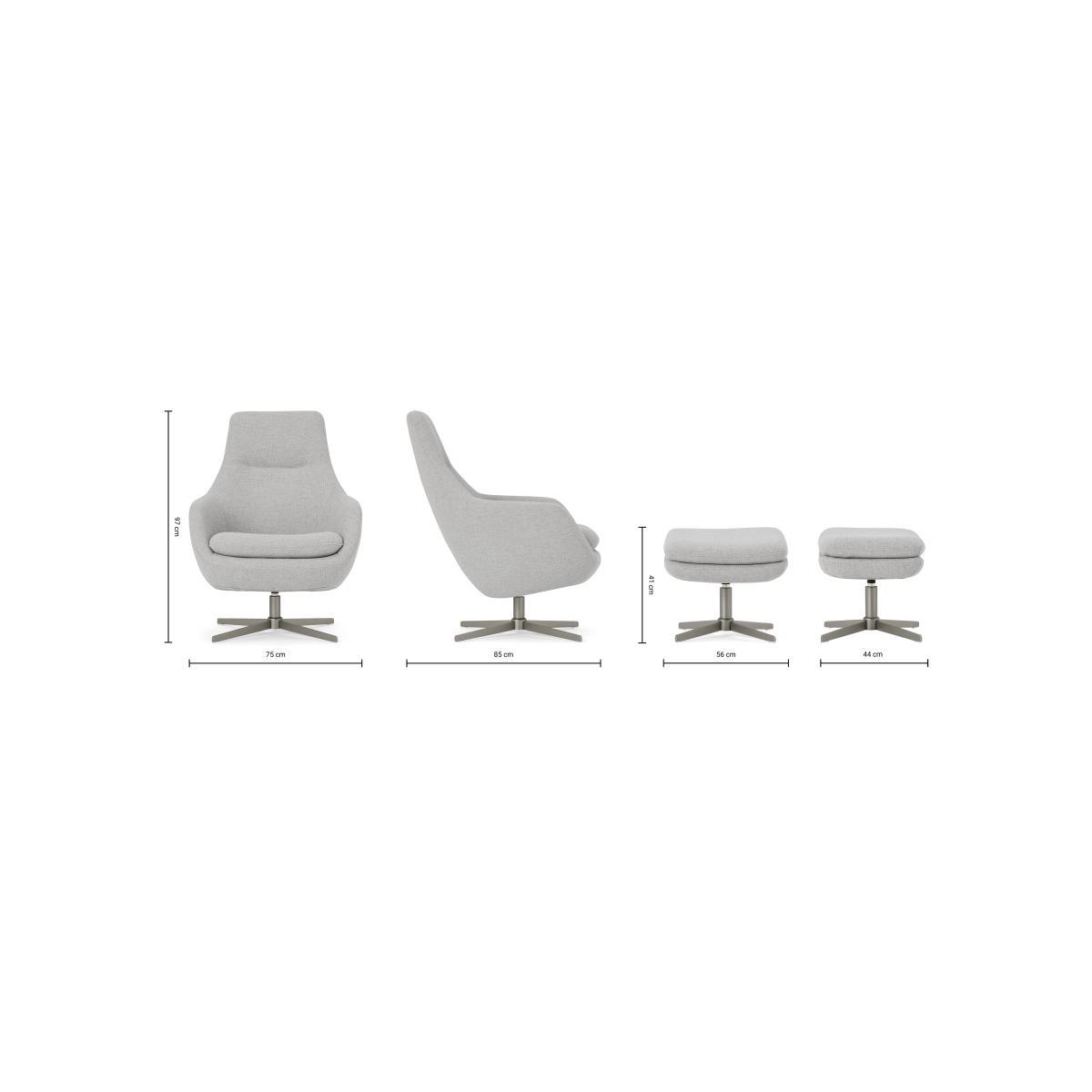 Modesto Accent Armchair & Footstool, Luna Grey Weave – image 9
