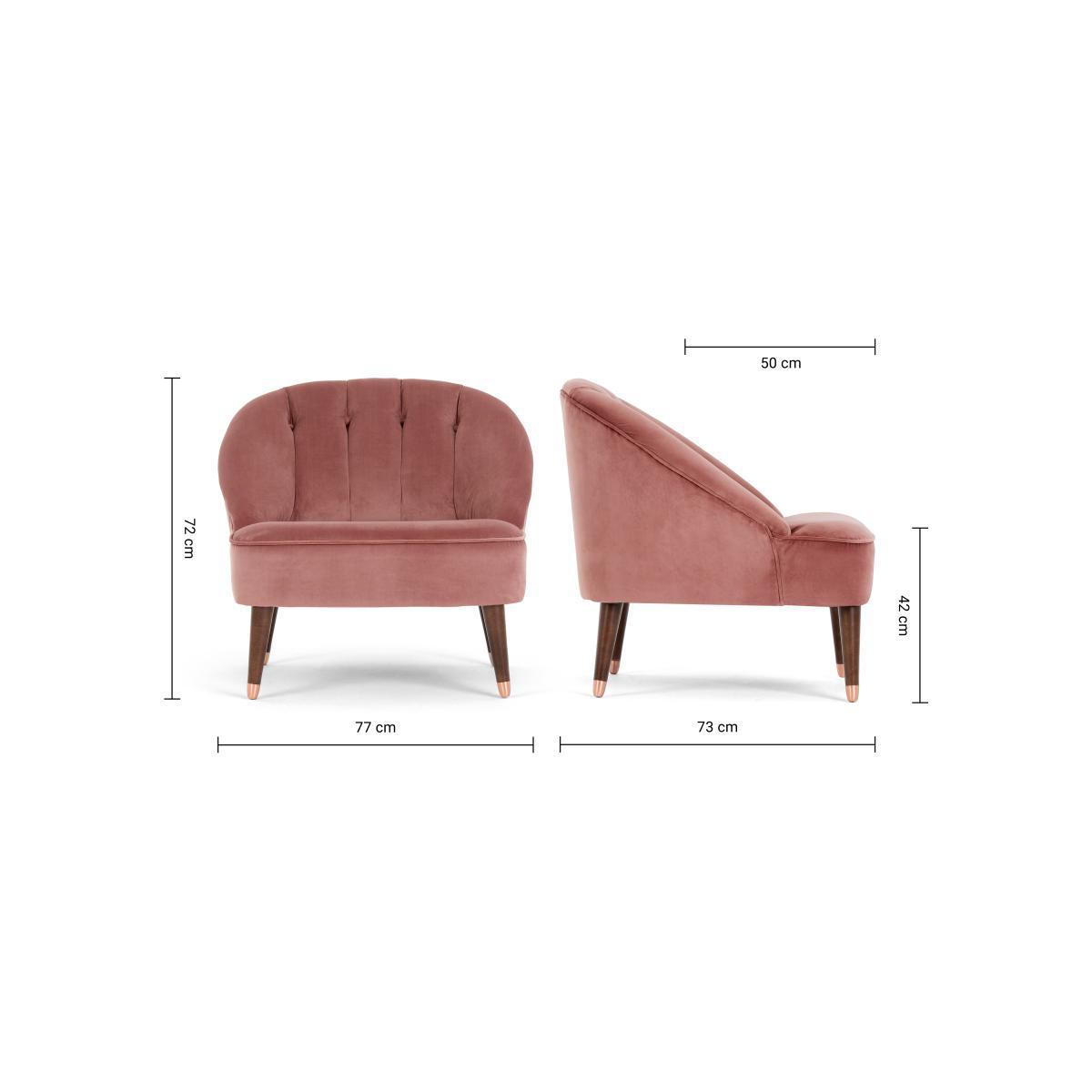 Margot Accent Armchair, Old Rose Velvet – image 8