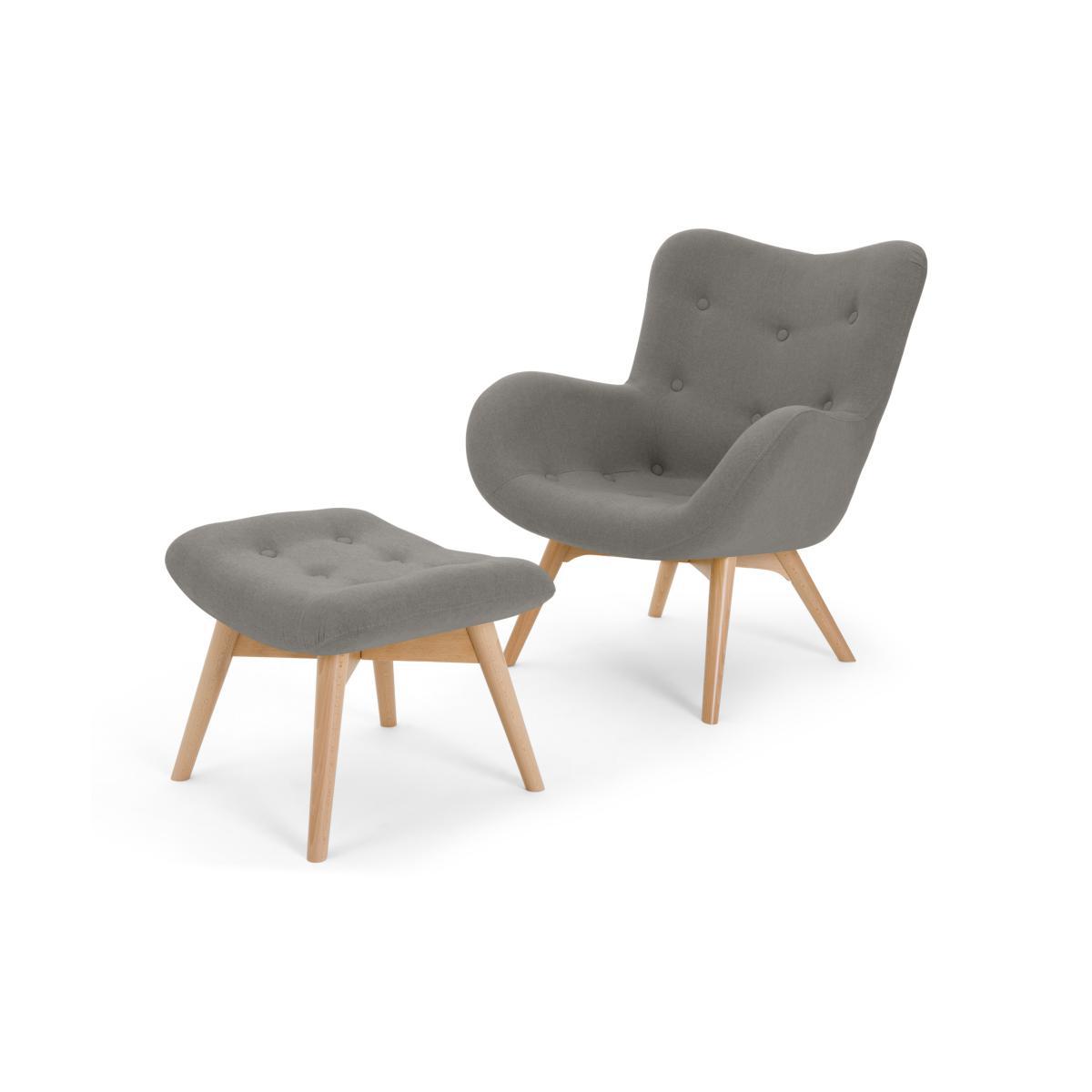 Doris Accent Armchair and Footstool, Shetland Grey – image 2