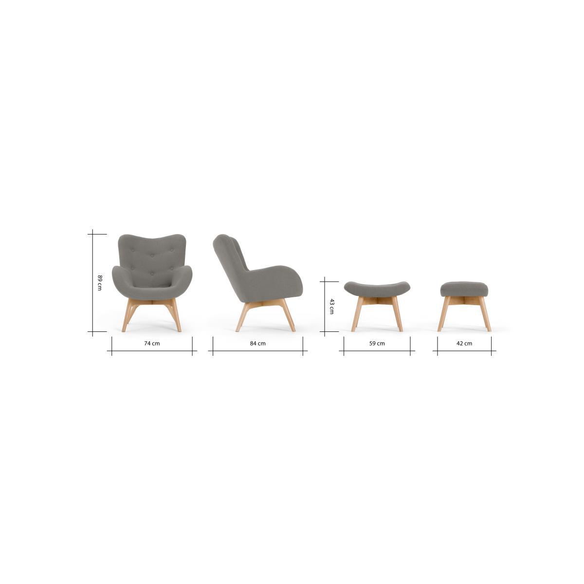 Doris Accent Armchair and Footstool, Shetland Grey – image 9