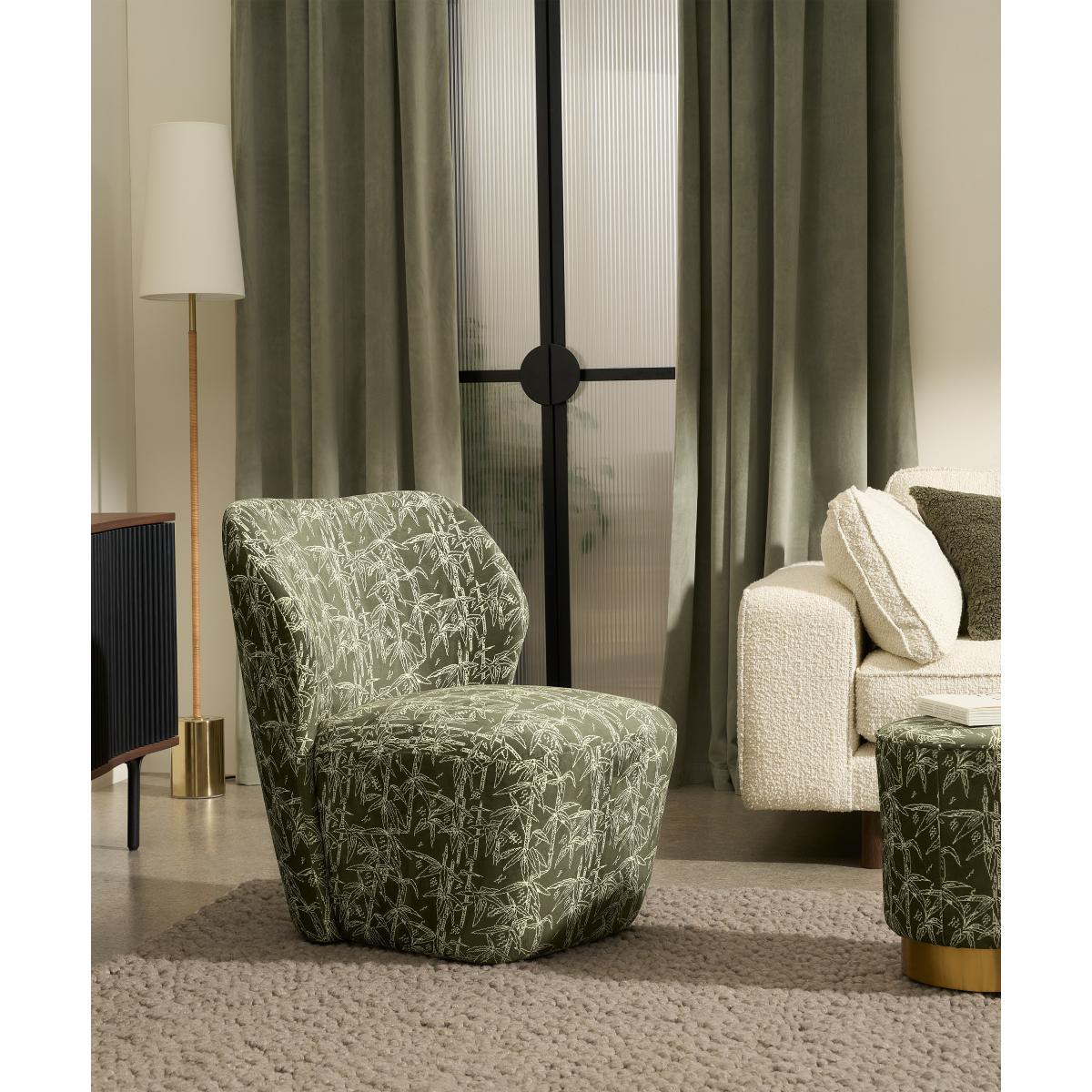 Poodle & Blonde Accent Armchair, Bamboo Printed Velvet – image 3