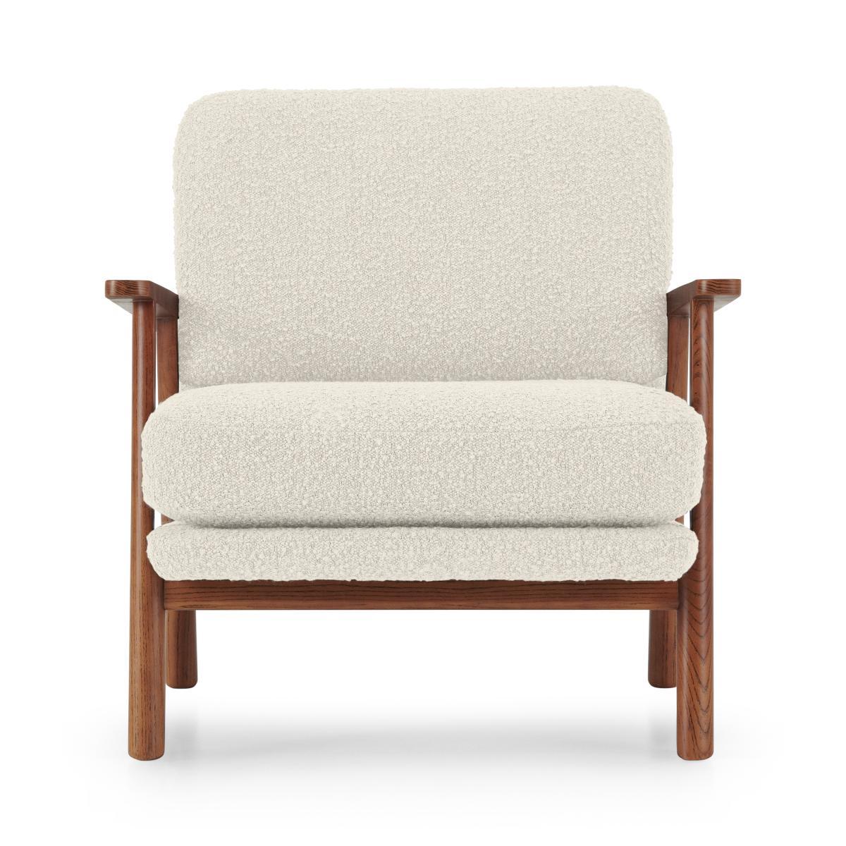 Lars Accent Armchair, Whitewash Boucle & Walnut Stain – image 2