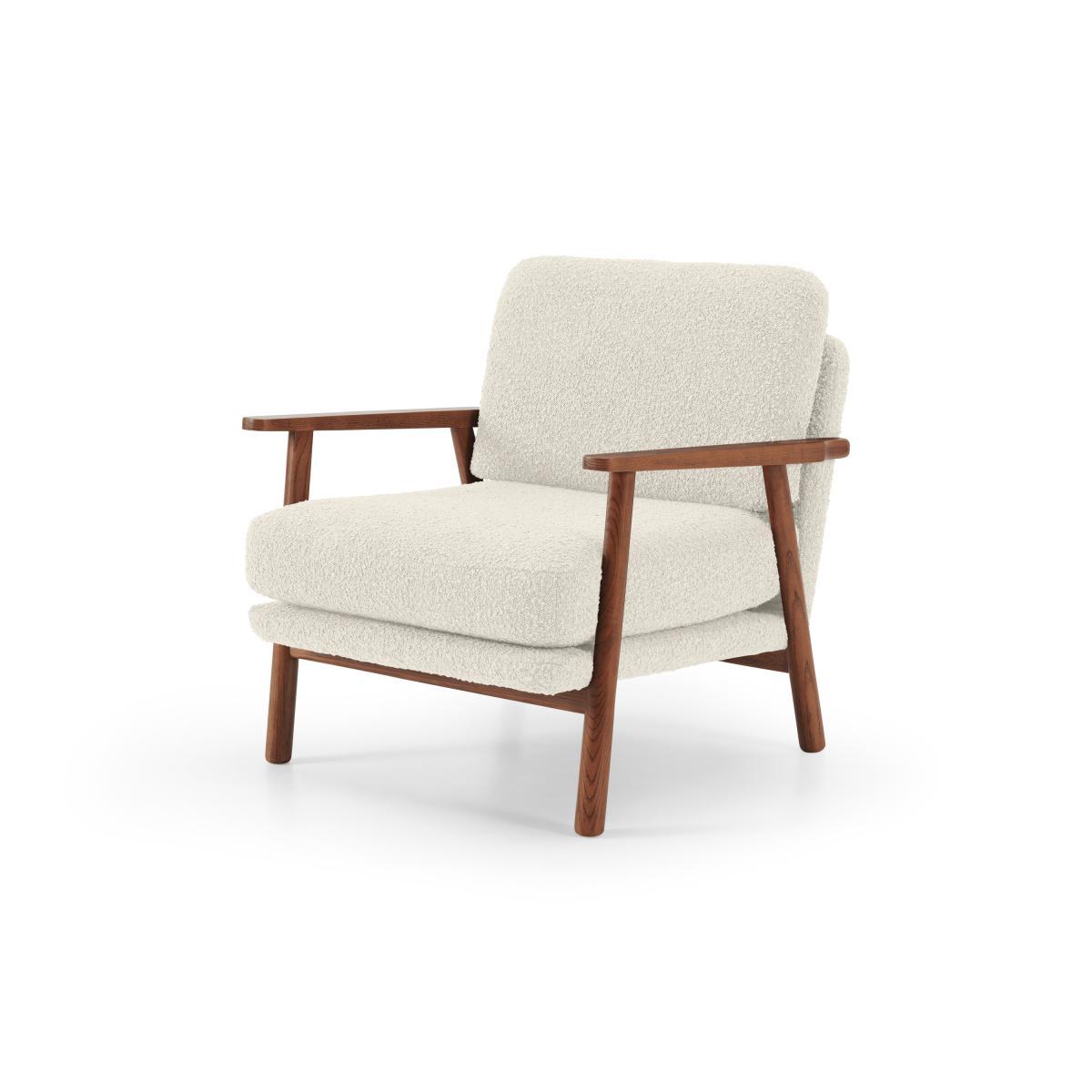 Lars Accent Armchair, Whitewash Boucle & Walnut Stain – image 3