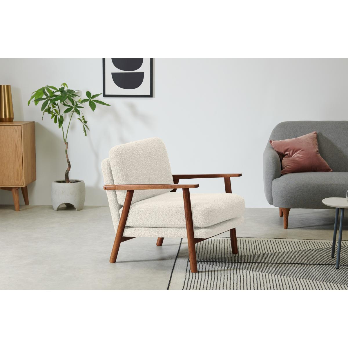 Lars Accent Armchair, Whitewash Boucle & Walnut Stain – image 4
