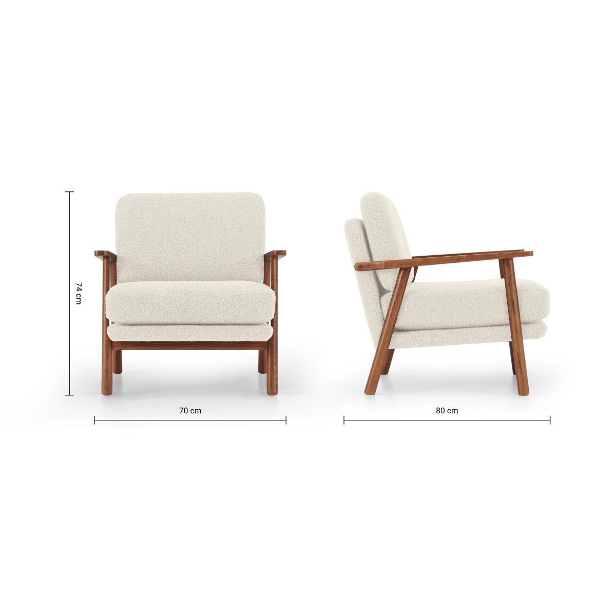 Lars Accent Armchair, Whitewash Boucle & Walnut Stain – image 9