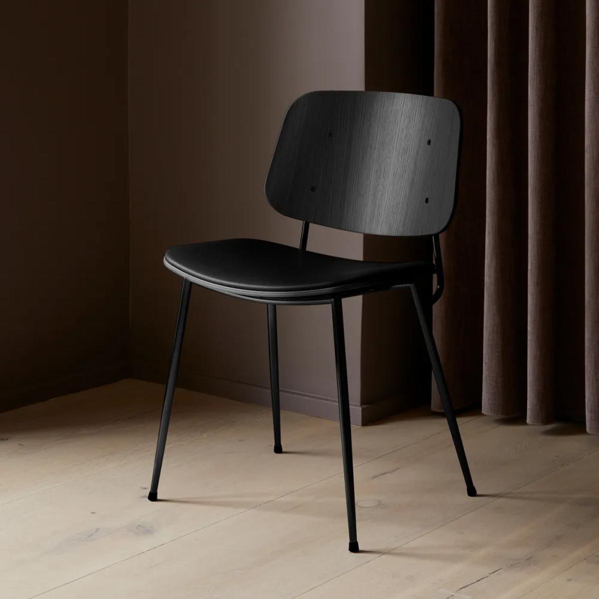 Fredericia Furniture Søborg 3061 metal chair upholstered seat Omni leather cognac-chrome frame – image 4