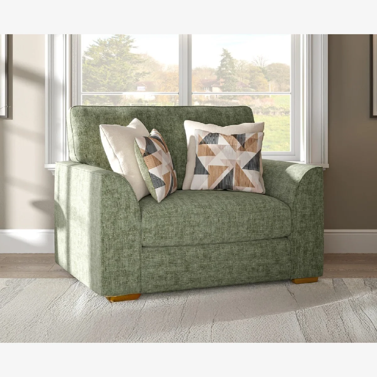 Jasper Hunter Green Chenille Fabric Love Chair