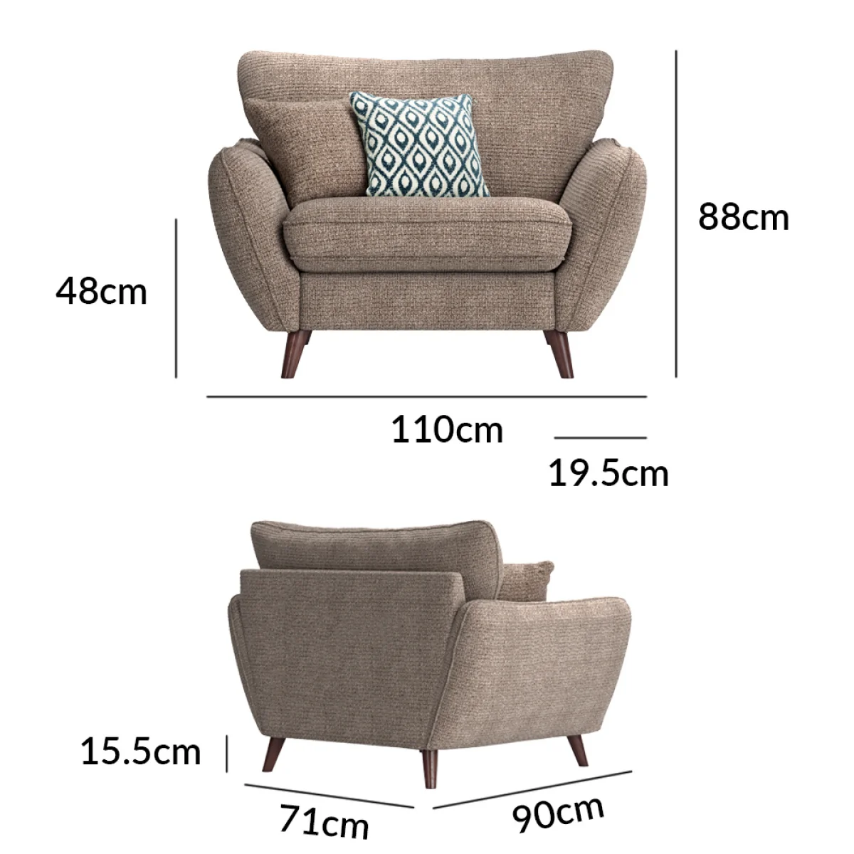 Palma Truffle Chenille Fabric Armchair – image 11