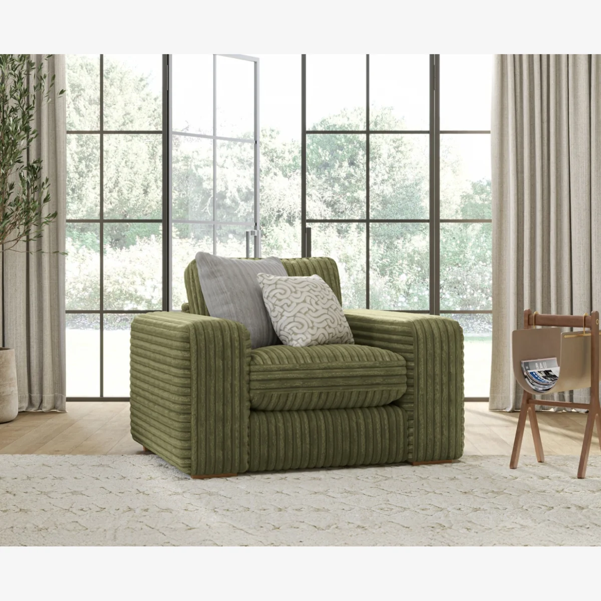 Milan Fern Green Fabric Armchair