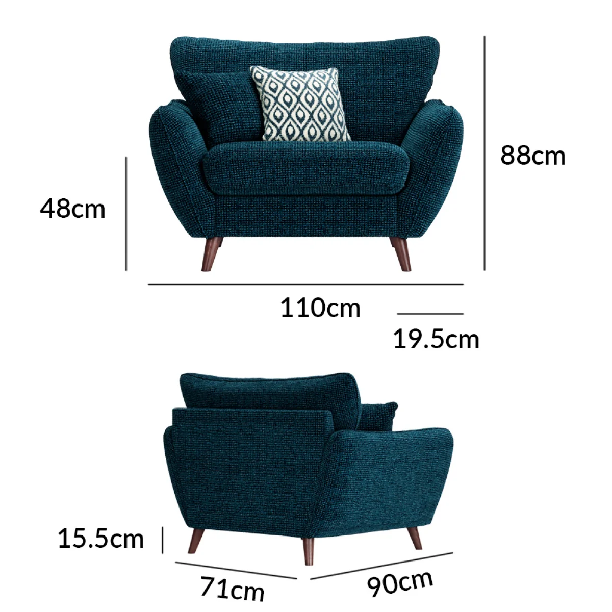 Palma Teal Chenille Fabric Armchair – image 11