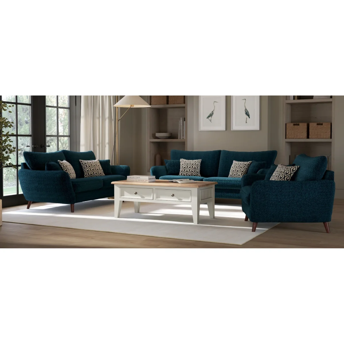Palma Teal Chenille Fabric Love Chair – image 8
