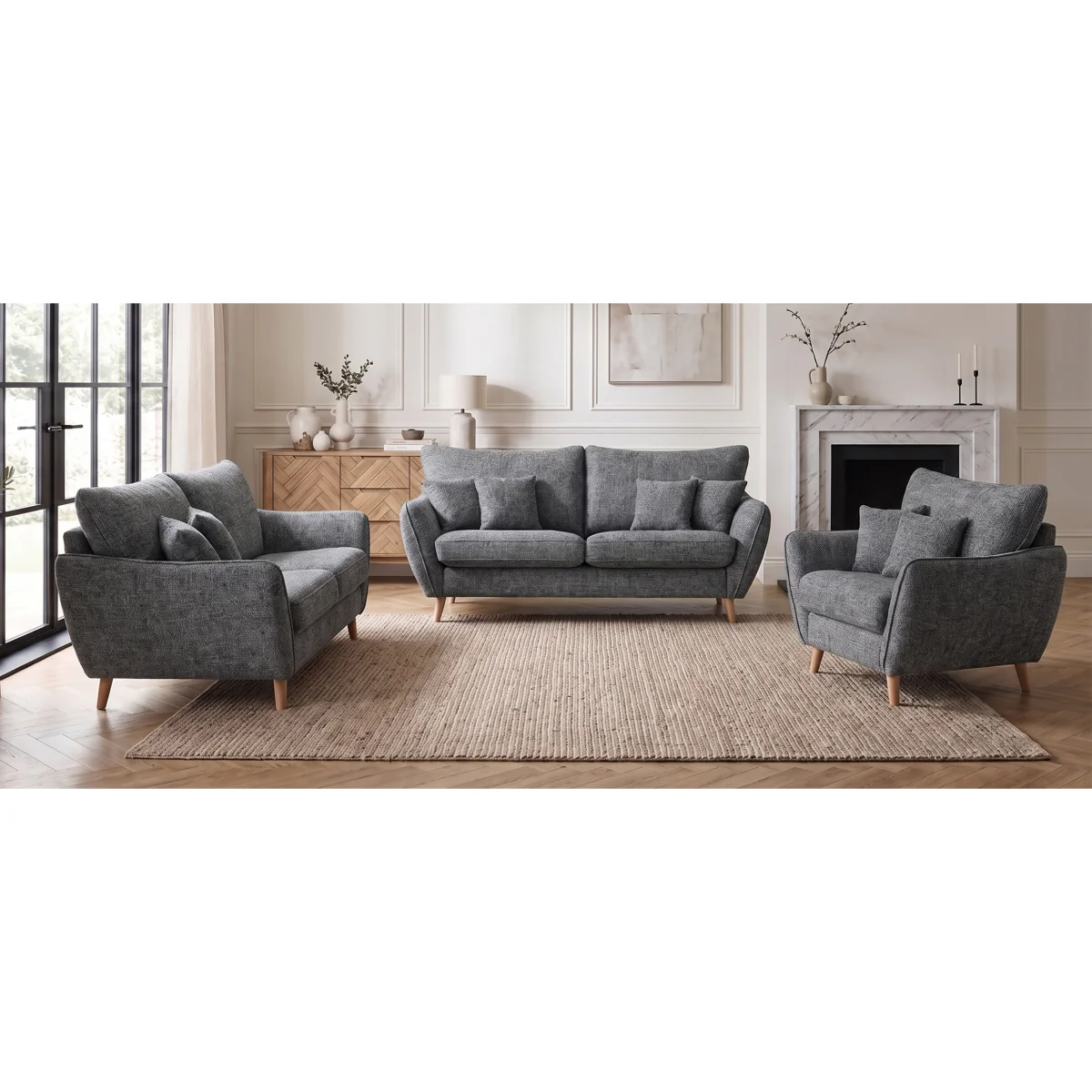 Palma Charcoal Chenille Fabric Love Chair – image 10
