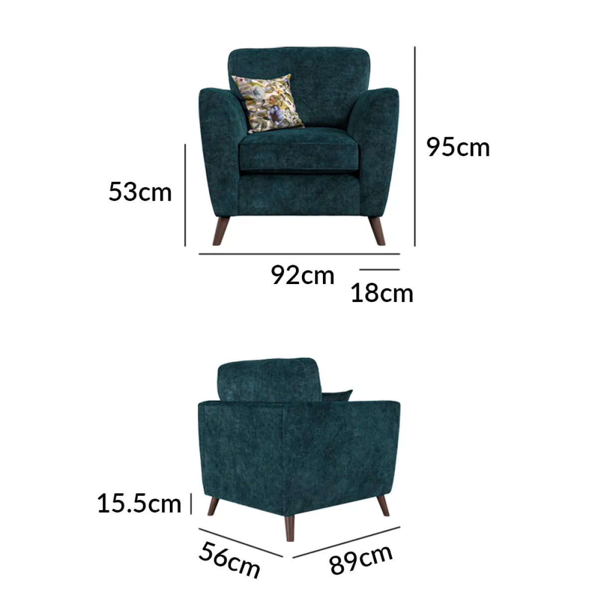 Naples Teal Velvet Armchair – image 11
