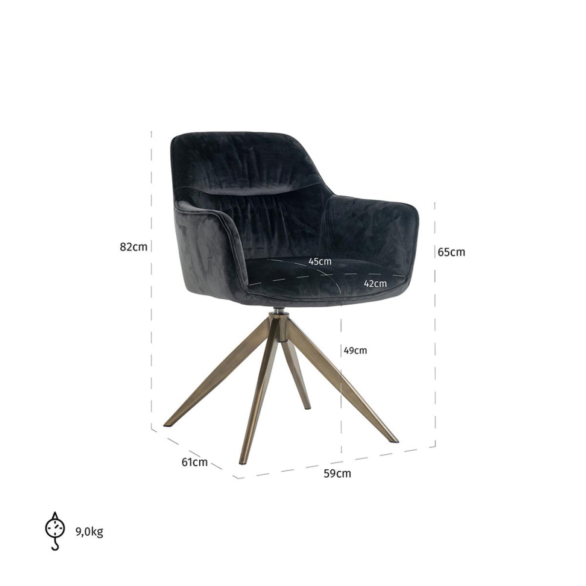 Richmond Aline Swivel Chair Antracite Velvet – image 8