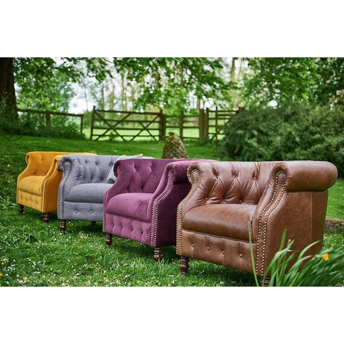 Alexander & James Jude Chair in Devore Damson Fabric With Antique Studs – image 2