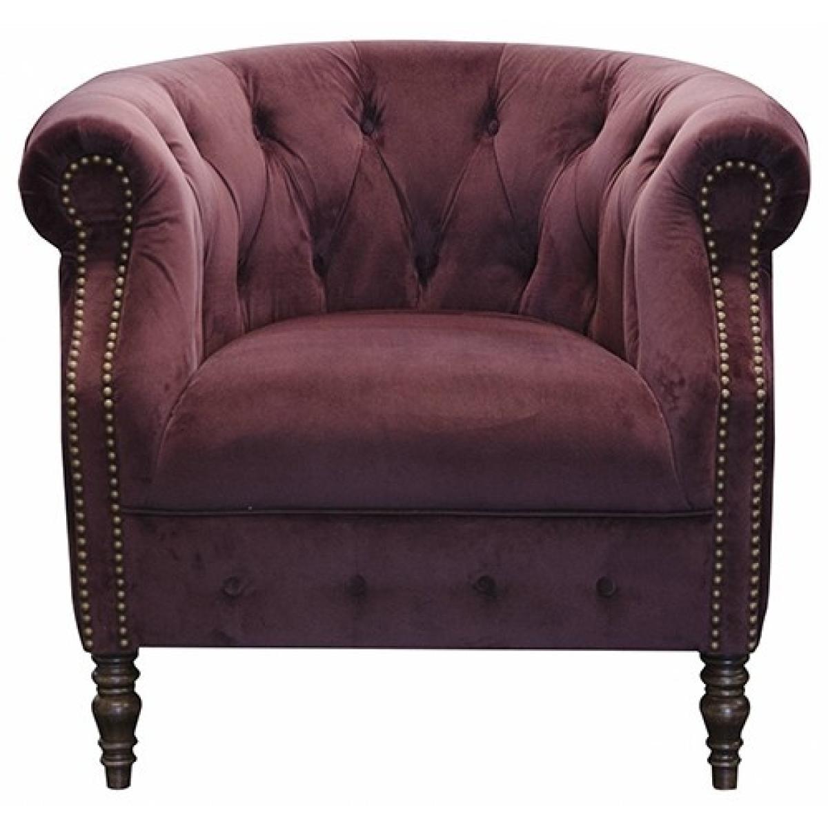 Alexander & James Jude Chair in Devore Damson Fabric With Antique Studs – image 4