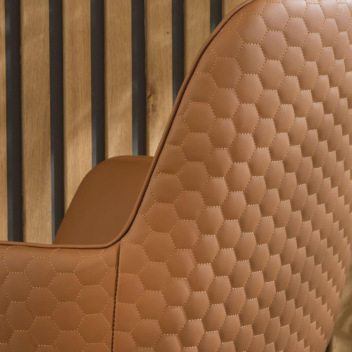 4 ExDisplay Emma Leather Carver Dining Chairs Tan – image 4