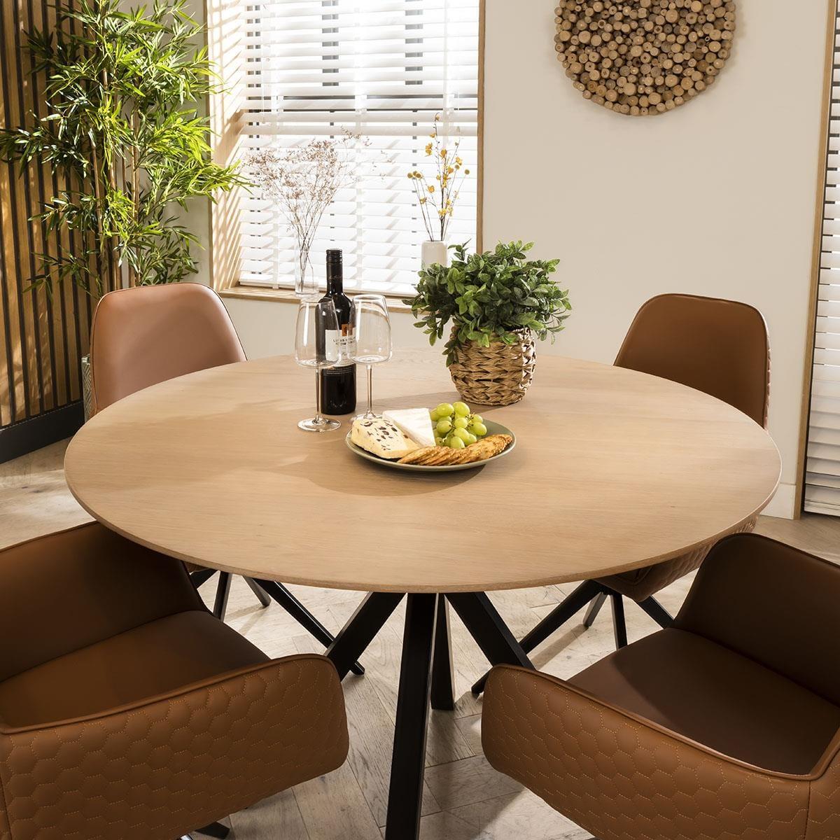 4 ExDisplay Emma Leather Carver Dining Chairs Tan – image 5