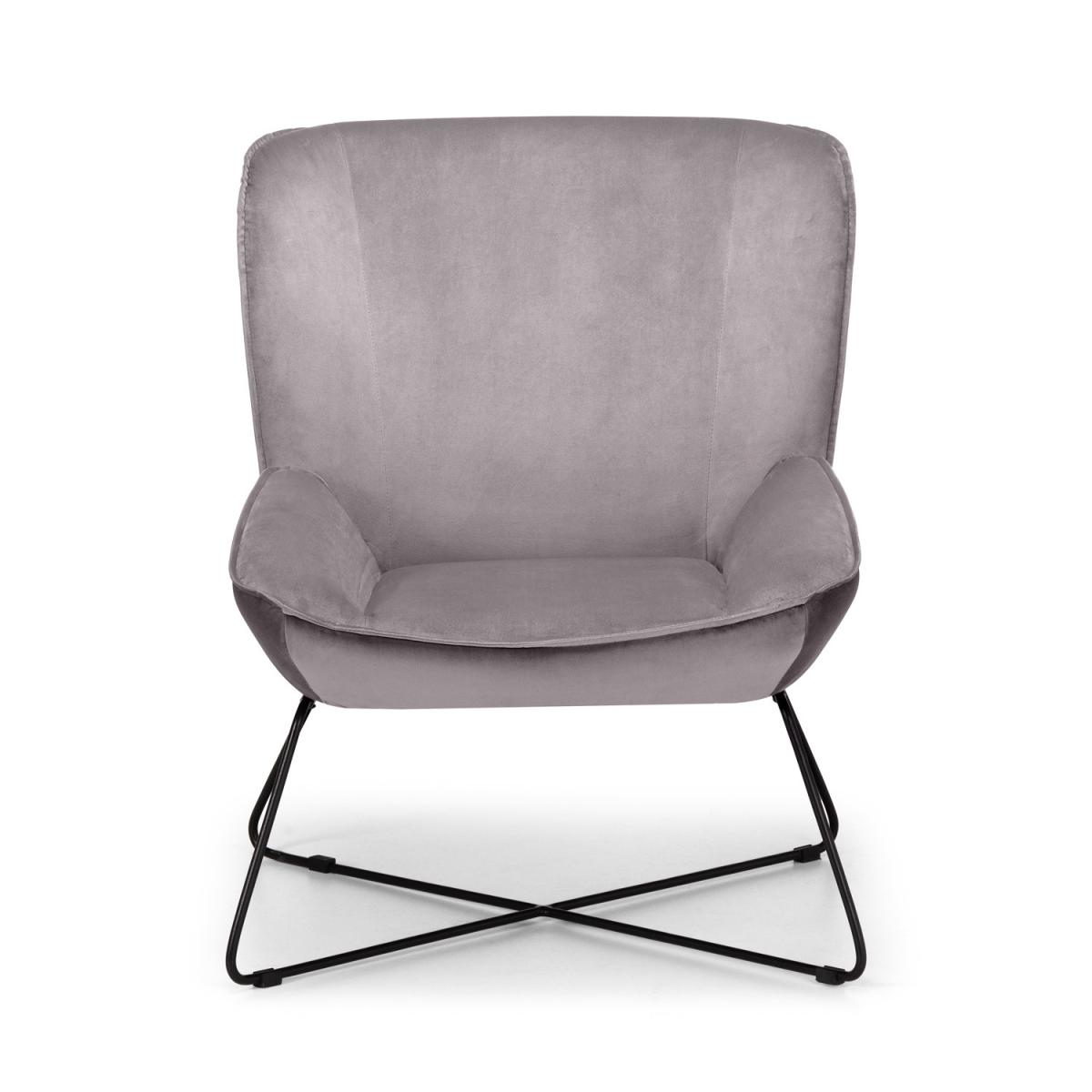 Mila Velvet Accent Chair With Stool - Grey – image 2