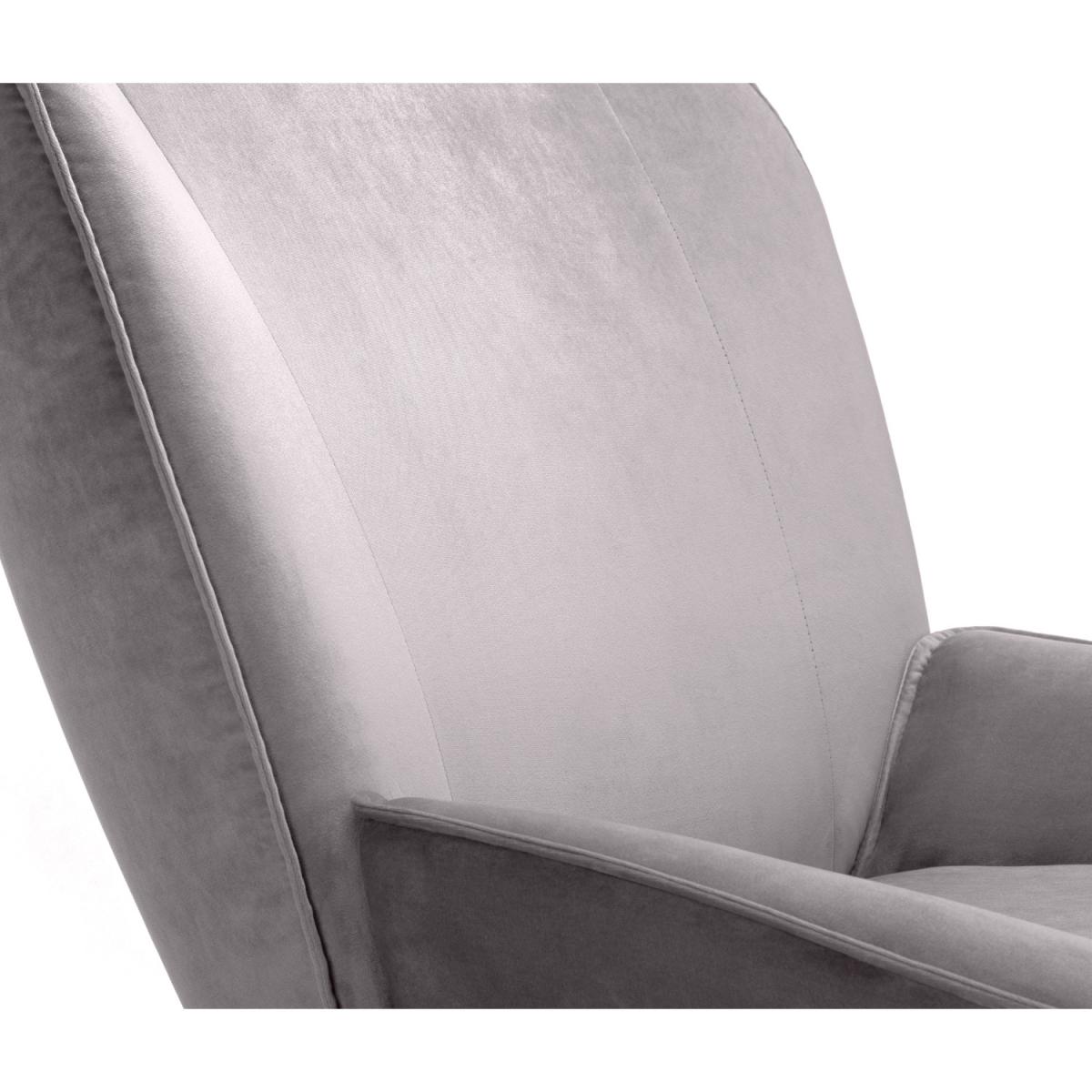 Mila Velvet Accent Chair With Stool - Grey – image 4