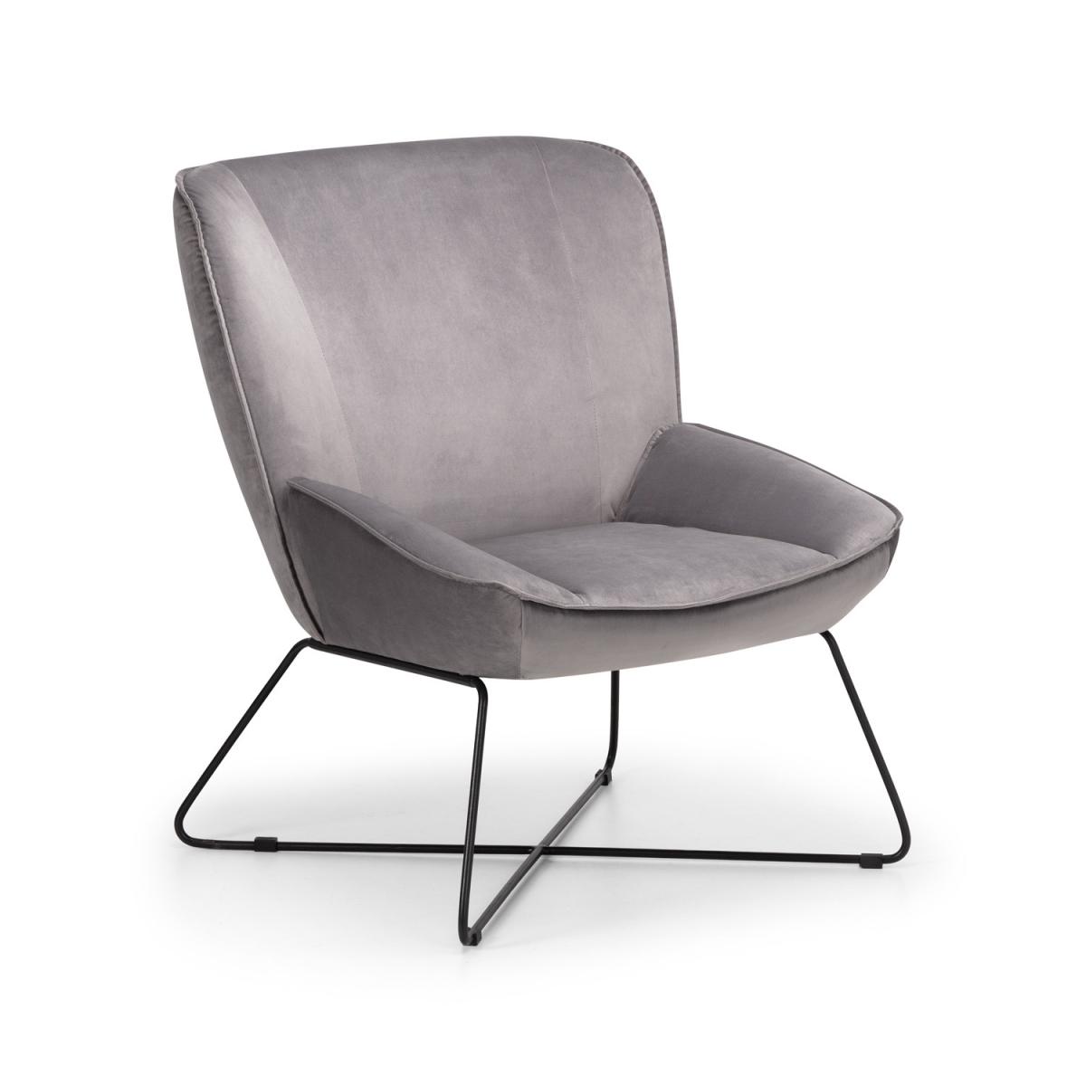 Mila Velvet Accent Chair With Stool - Grey – image 6