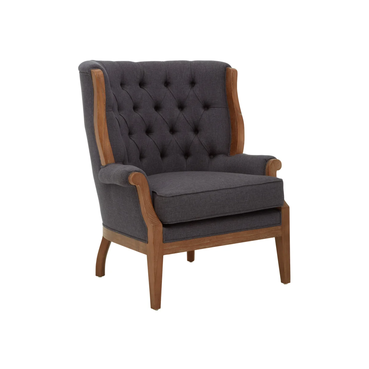 Orsina Cabra Graphite Grey Chair with Tufted Back - Grey – image 1