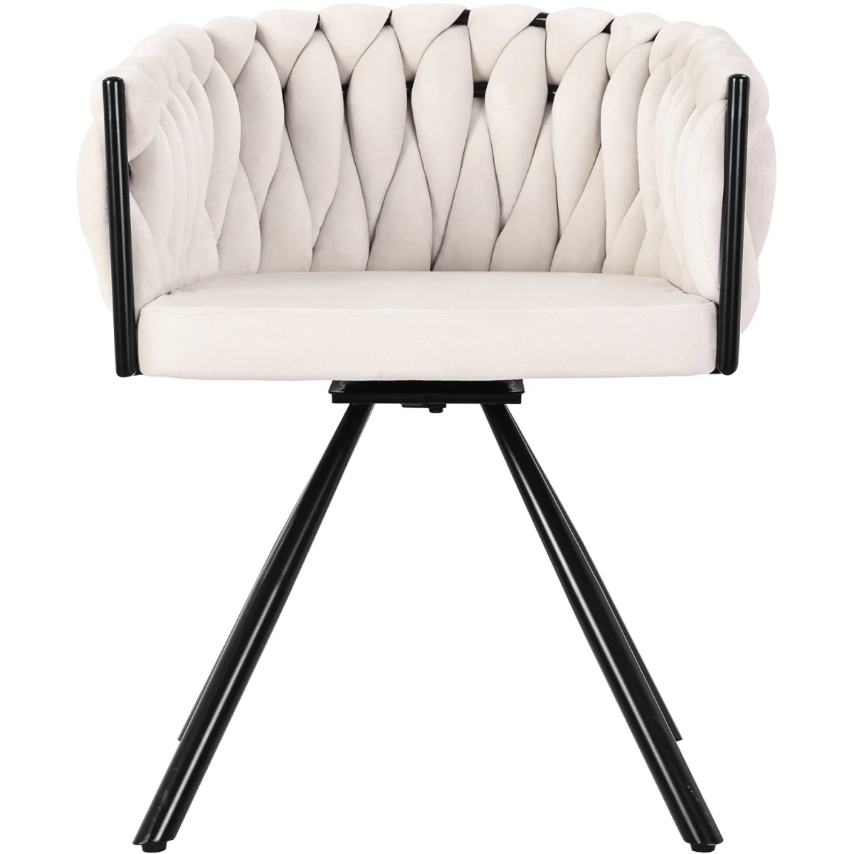 Velvet Luxurious Swivel Chair with Four Metal Legs, Beige - Biege – image 7