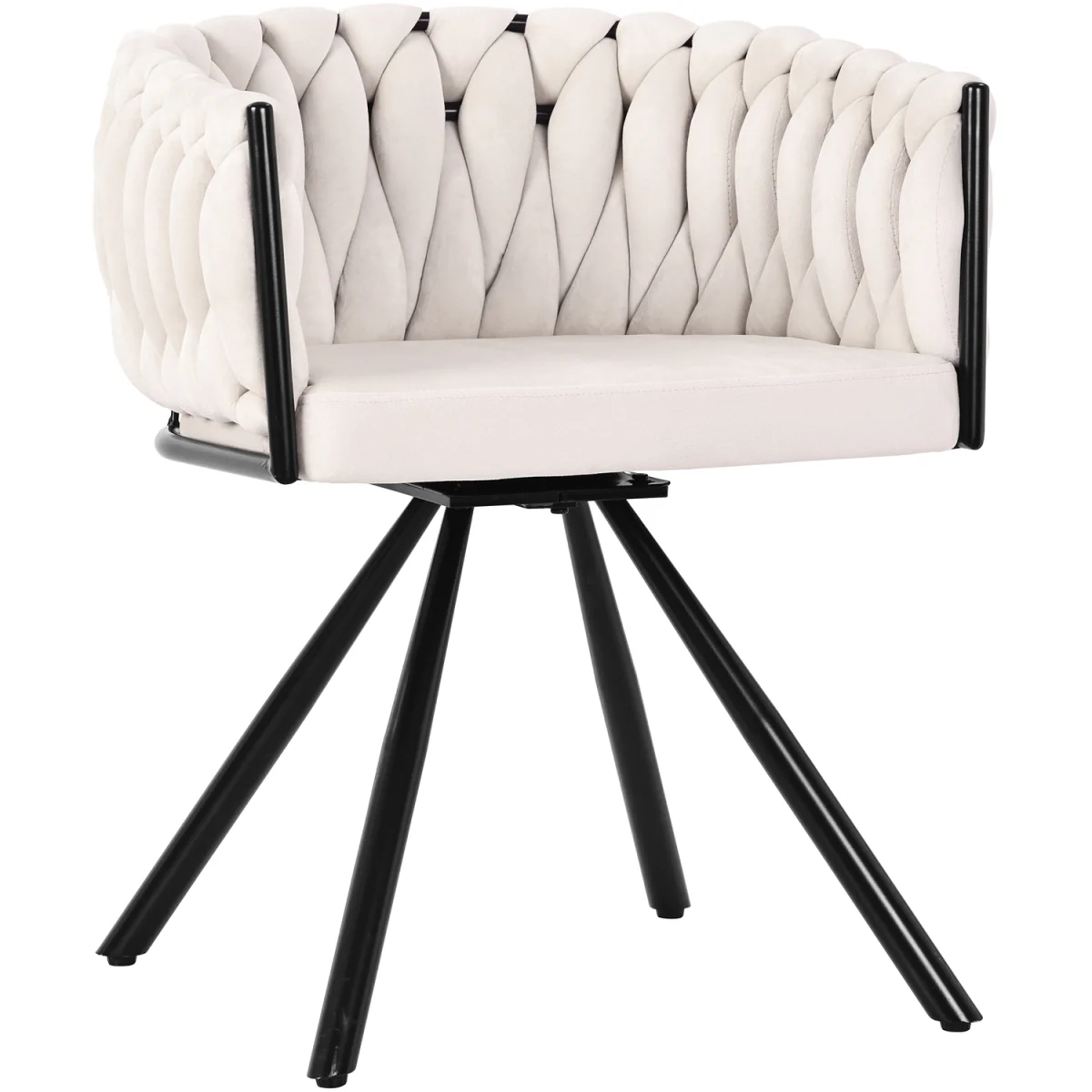 Velvet Luxurious Swivel Chair with Four Metal Legs, Beige - Biege – image 8
