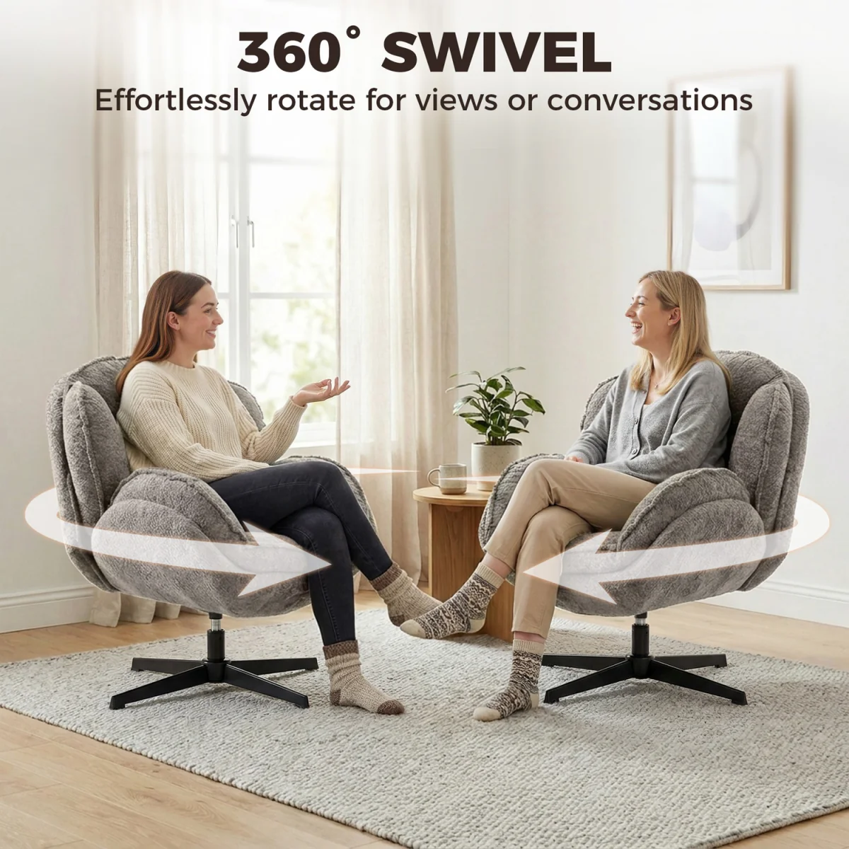 HOMCOM Accent Chair with Swivel for Living Room - Grey – image 4