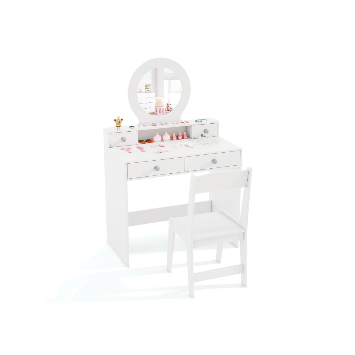 Princess Makeup Dressing Desk and Chair Set - White