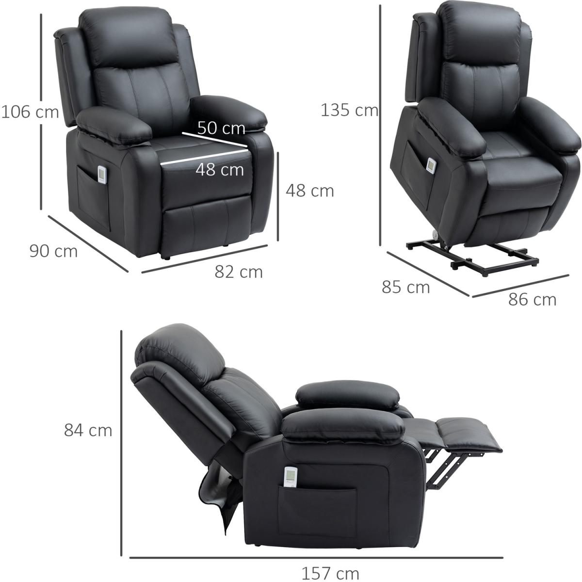 Electric Power Lift Recliner Chair Vibration Massage Sofa Lounge - Black – image 2