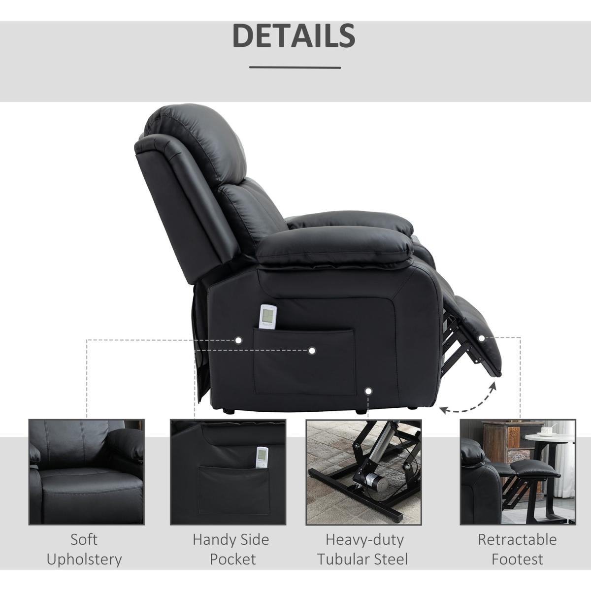 Electric Power Lift Recliner Chair Vibration Massage Sofa Lounge - Black – image 3
