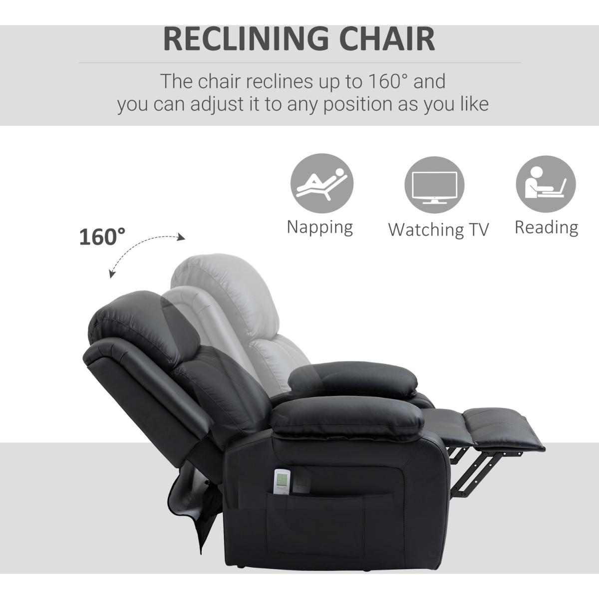 Electric Power Lift Recliner Chair Vibration Massage Sofa Lounge - Black – image 4