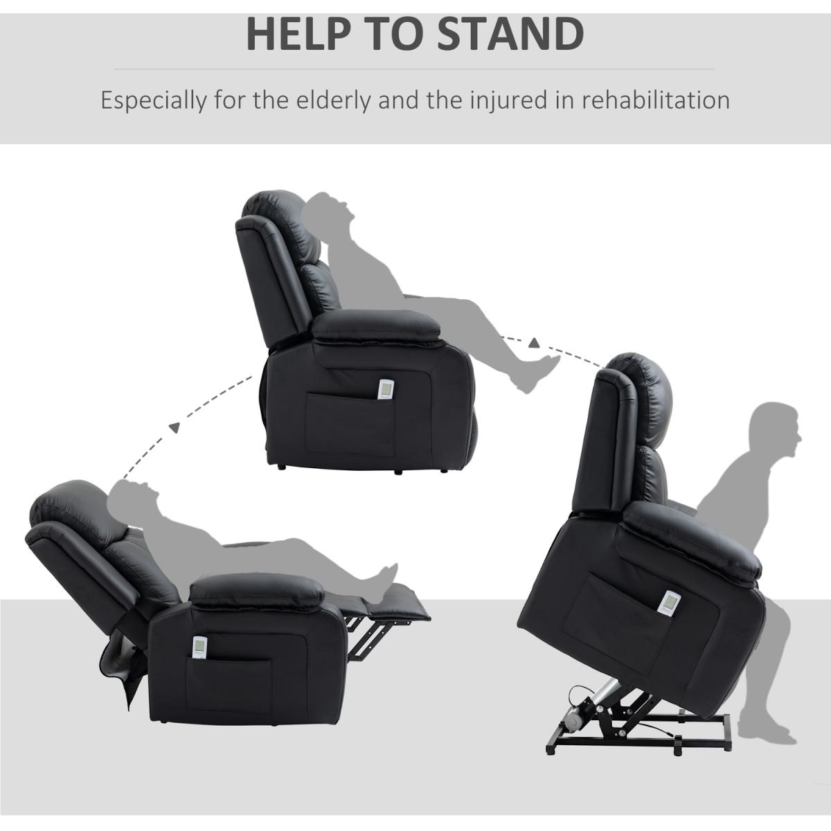 Electric Power Lift Recliner Chair Vibration Massage Sofa Lounge - Black – image 6
