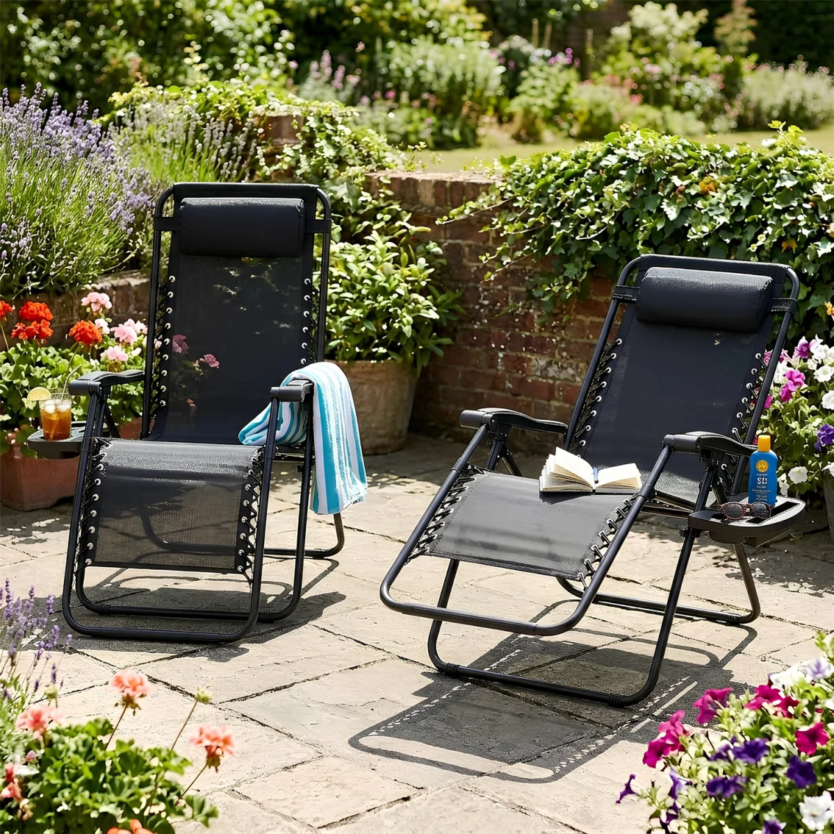 2 Piece Zero Gravity Chair Set - Black – image 2