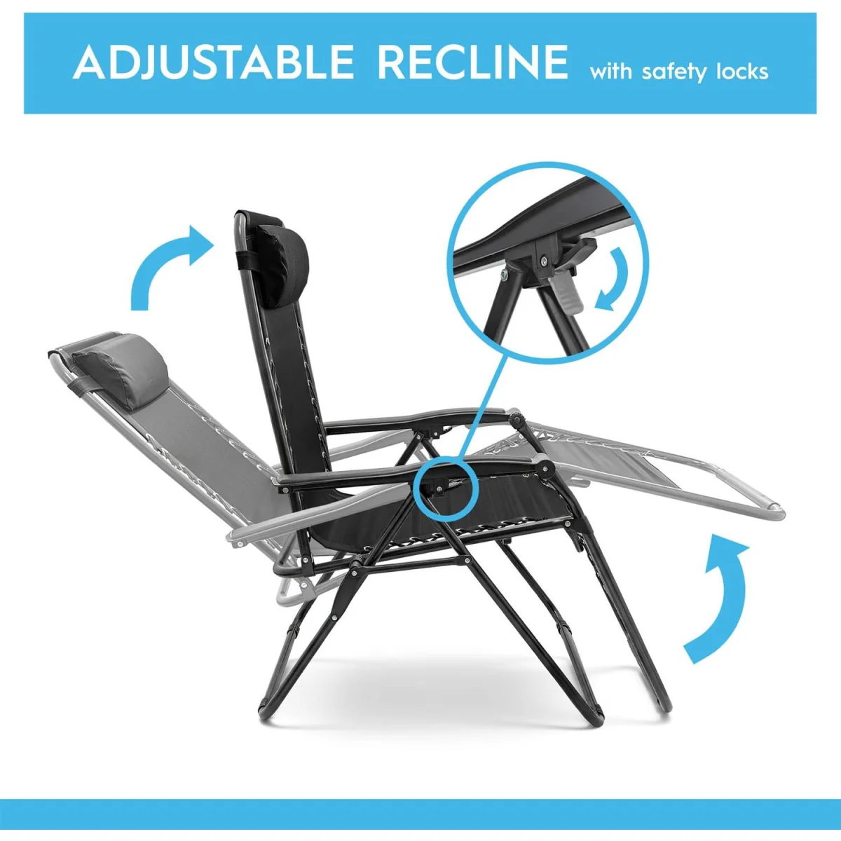 2 Piece Zero Gravity Chair Set - Black – image 4