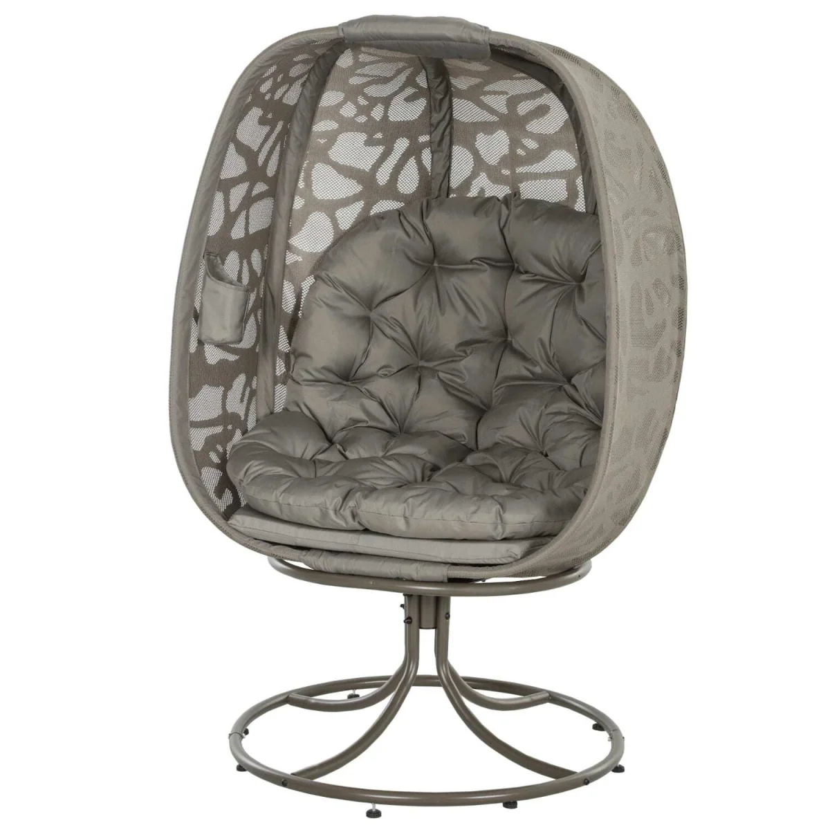 Nise Rattan and Metal Sand Brown Swivel Egg Chair with Cushions – image 3