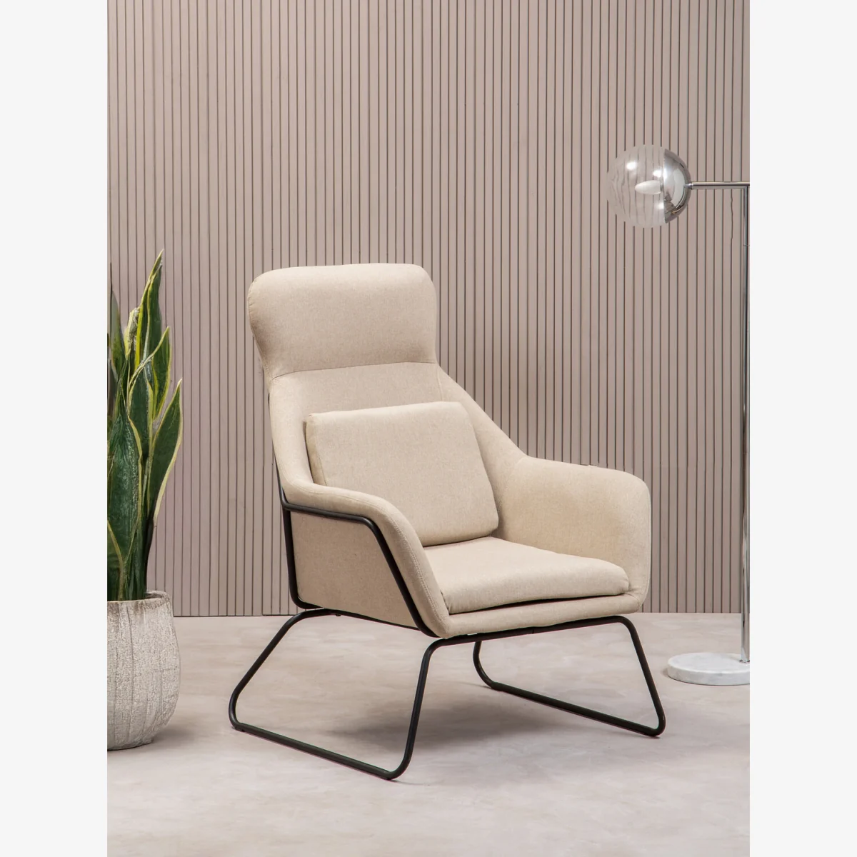 Stockholm Natural Chair With Black Metal Frame - Cream – image 1