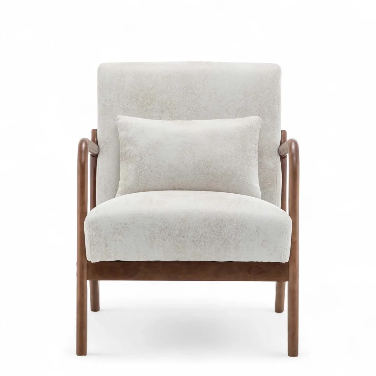 Faux Leather Suede Cream Hertford Accent Chair - Cream – image 2