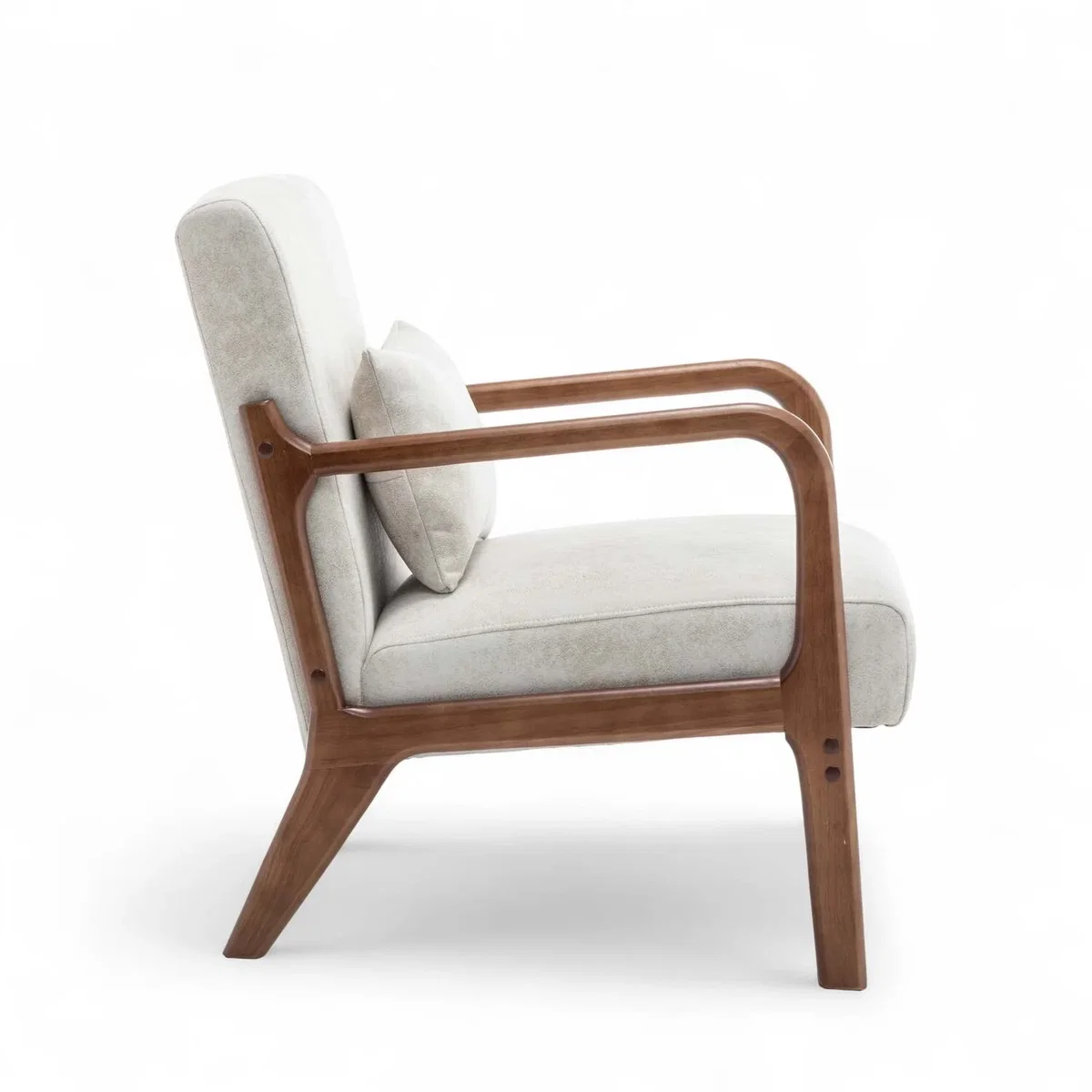 Faux Leather Suede Cream Hertford Accent Chair - Cream – image 4