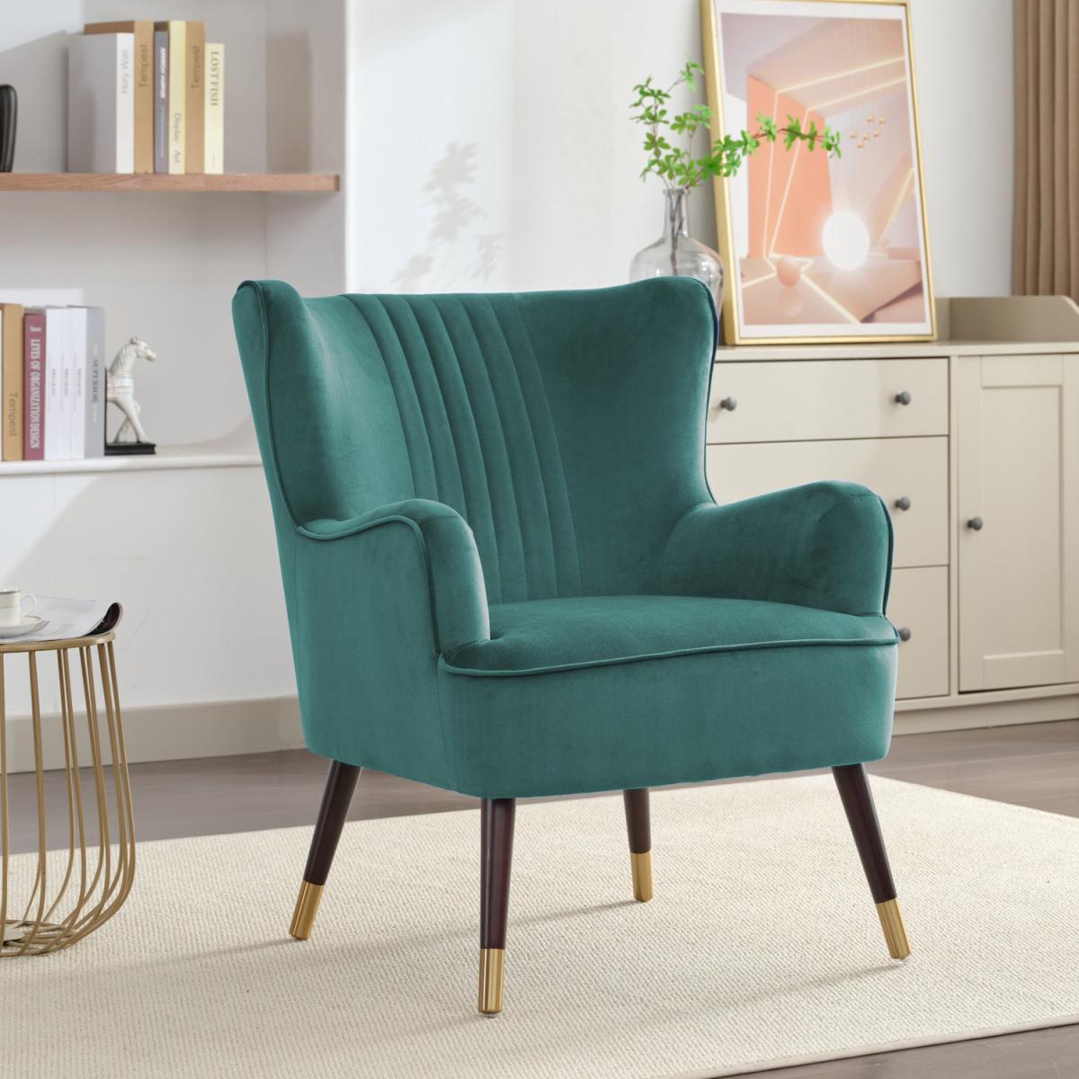 Madison Velvet Fabric Accent Chair - Green – image 1