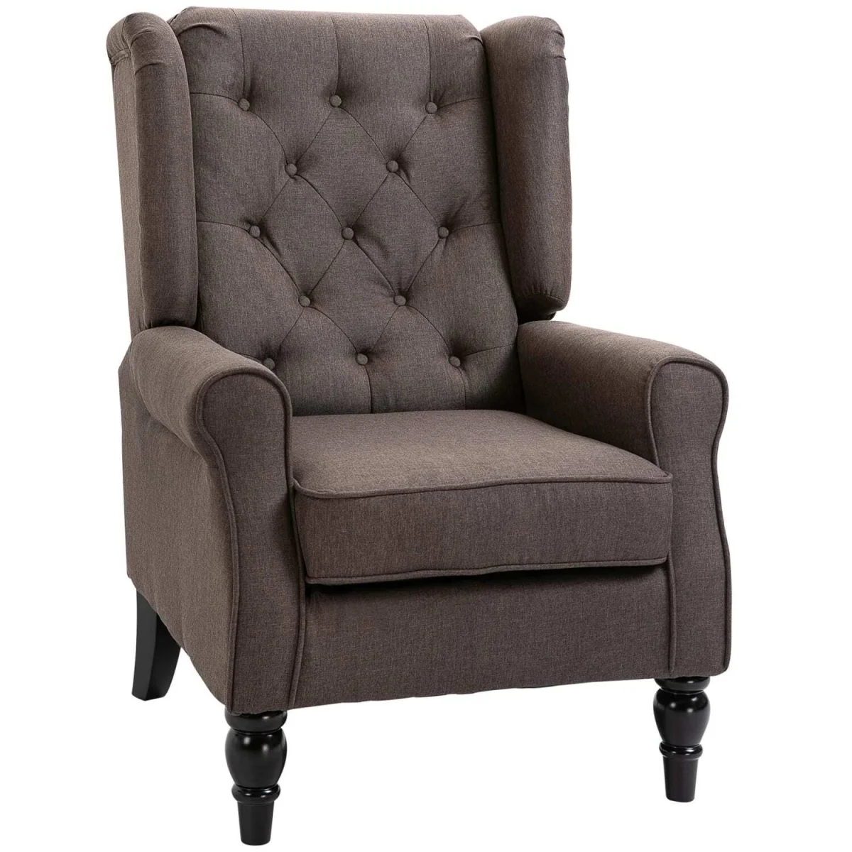 Mizi Brown Wingback Accent Chair with Button Tufting – image 3